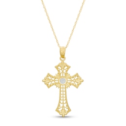 Beaded Gothic-Style Cross Pendant in 10K Two-Tone Gold
