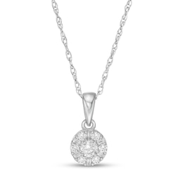 1/4 CT. T.W. Baguette and Round Diamond Frame Pendant in 10K White Gold