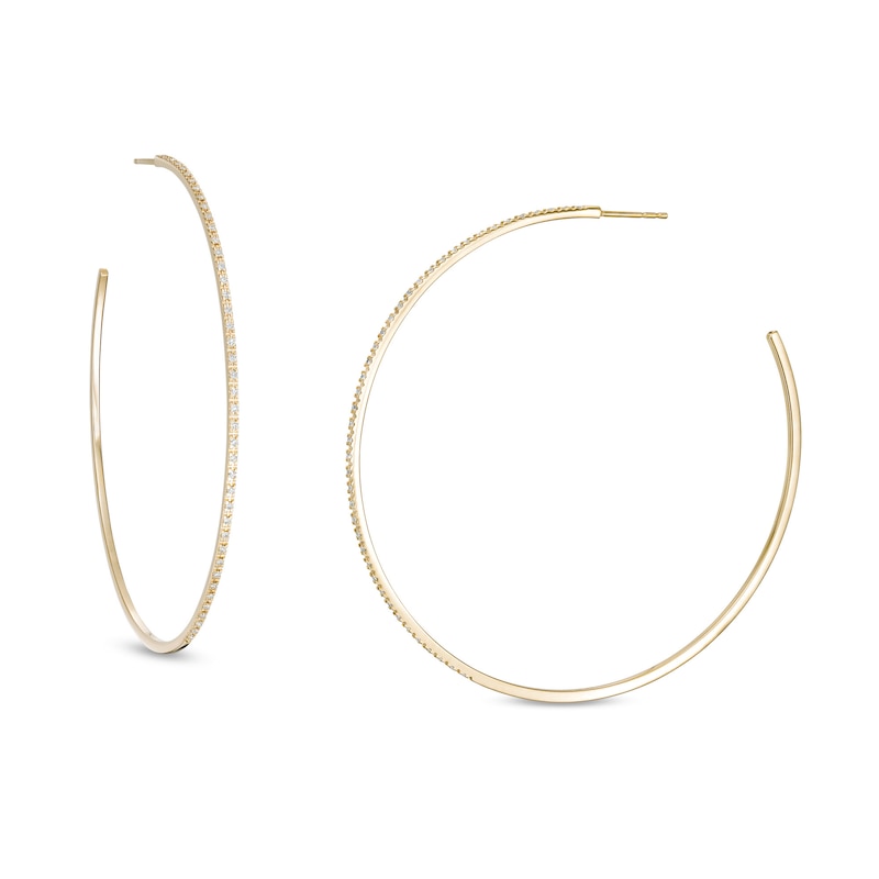 1/3 CT. T.W. Diamond Hoop Earrings in 10K Gold