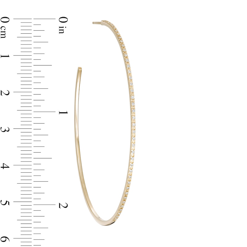 Main Image 3 of 1/3 CT. T.W. Diamond Hoop Earrings in 10K Gold