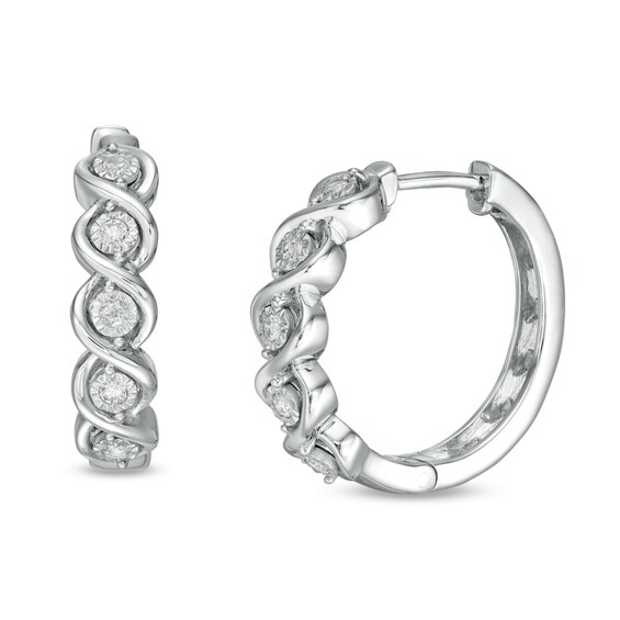 1/10 CT. T.W. Diamond Swirl Hoop Earrings in Sterling Silver 1/10 CT. T.W. Diamond Swirl Hoop Earrings in Sterling Silver