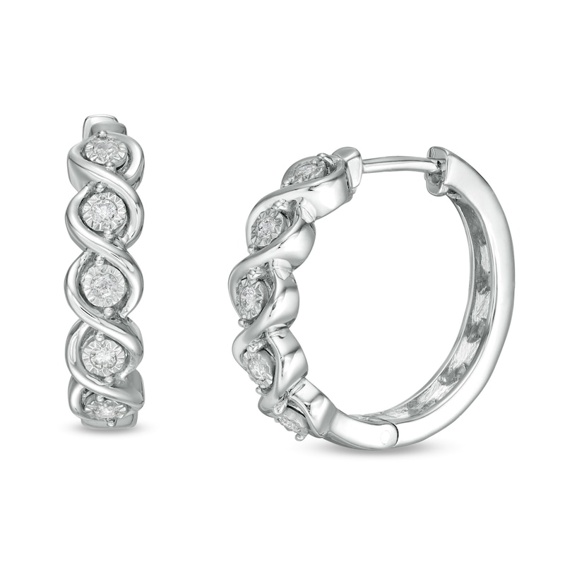 1/10 CT. T.W. Diamond Swirl Hoop Earrings in Sterling Silver