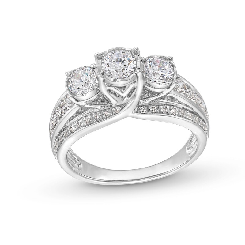 Main Image 1 of 1-1/2 CT. T.W. Diamond Past Present Future® Engagement Ring in 14K White Gold