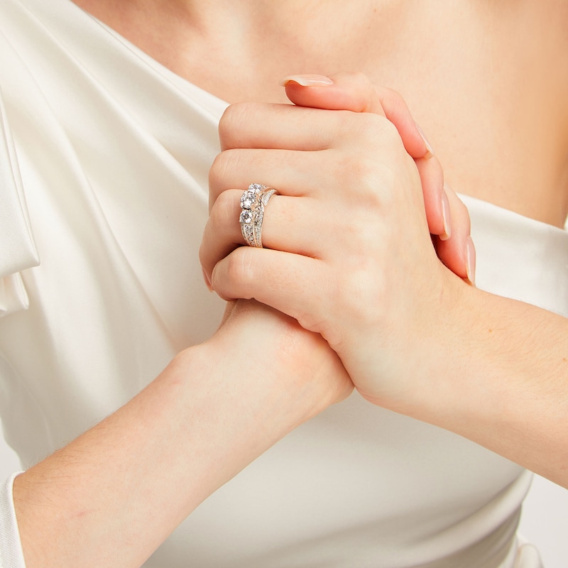 Main Image 2 of 1-1/2 CT. T.W. Diamond Past Present Future® Engagement Ring in 14K White Gold