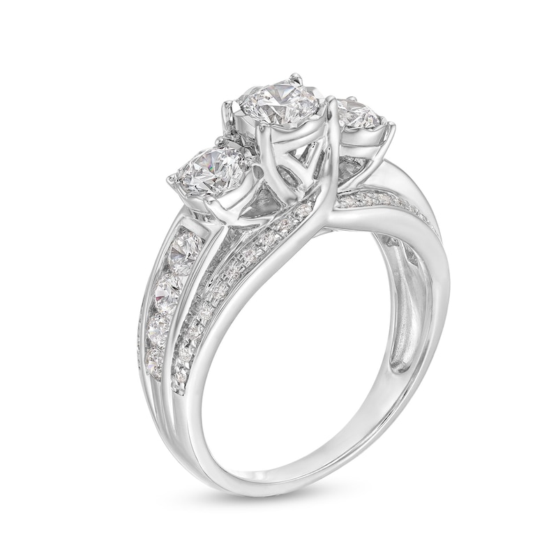 Main Image 3 of 1-1/2 CT. T.W. Diamond Past Present Future® Engagement Ring in 14K White Gold