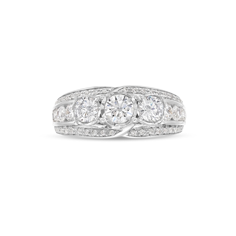 Main Image 4 of 1-1/2 CT. T.W. Diamond Past Present Future® Engagement Ring in 14K White Gold