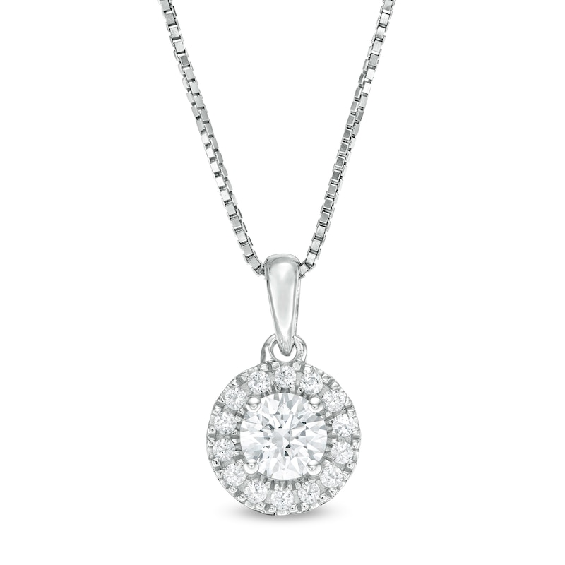 Main Image 1 of 1/2 CT. T.W. Diamond Frame Pendant in 14K White Gold (I/I2)