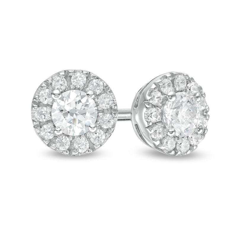 Main Image 1 of 1/4 CT. T.W. Diamond Frame Stud Earrings in 14K White Gold (I/I2)