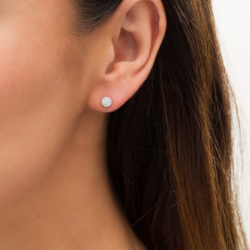 Main Image 2 of 1/4 CT. T.W. Diamond Frame Stud Earrings in 14K White Gold (I/I2)