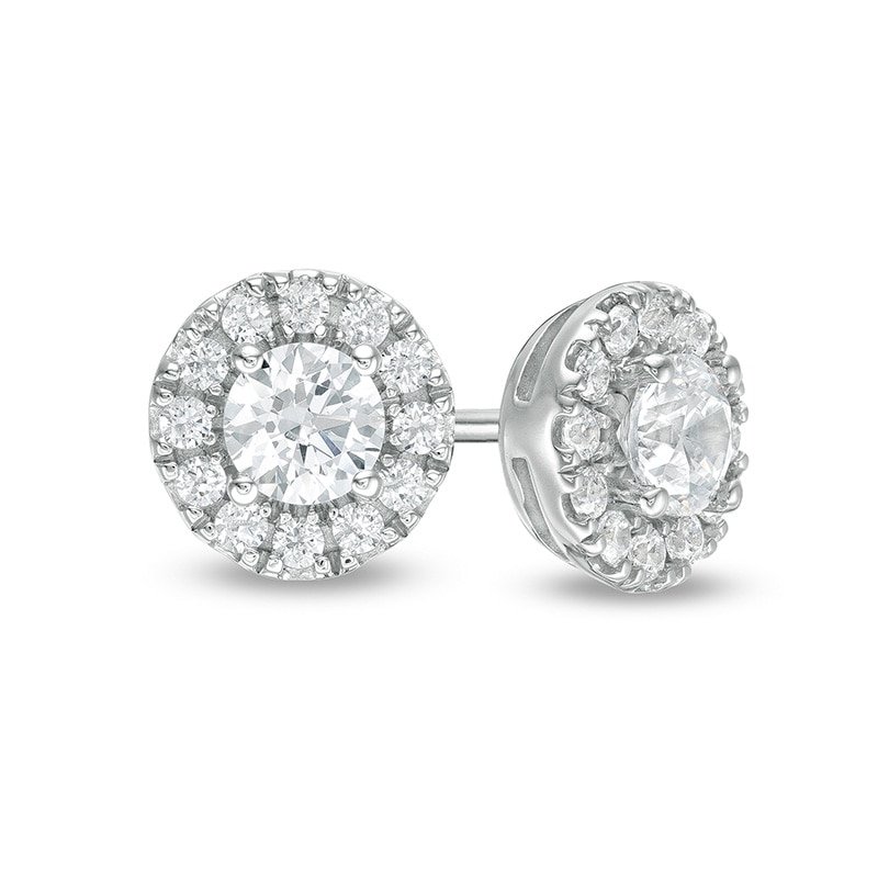 Main Image 1 of 1/2 CT. T.W. Diamond Frame Stud Earrings in 14K White Gold (I/I2)