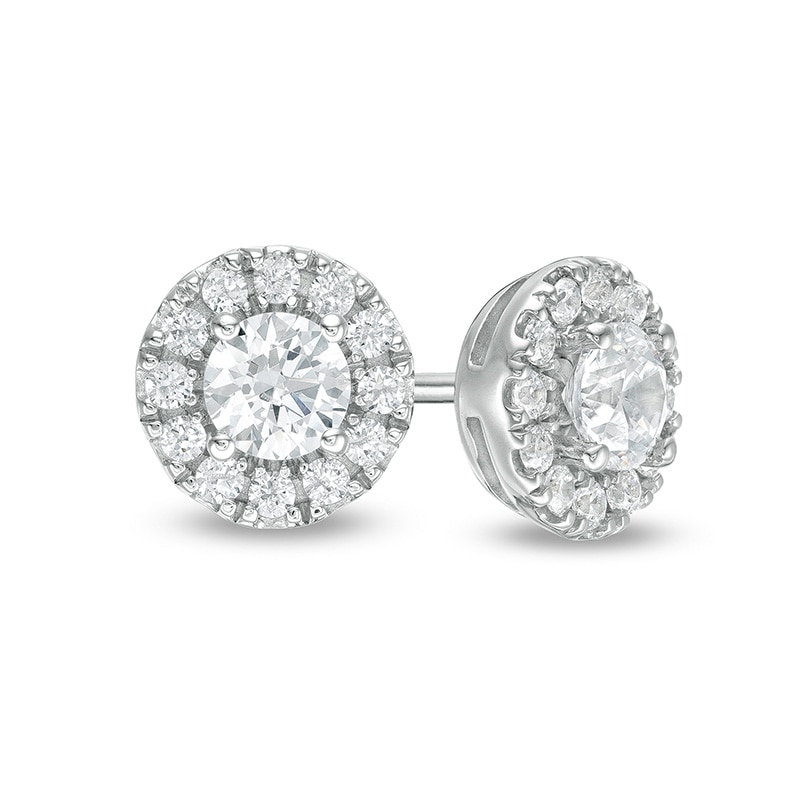 1/2 CT. T.W. Diamond Frame Stud Earrings in 14K White Gold (I/I2)