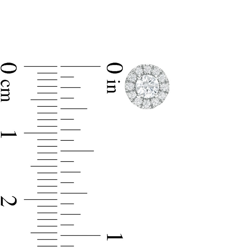 Main Image 3 of 1/2 CT. T.W. Diamond Frame Stud Earrings in 14K White Gold (I/I2)