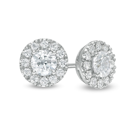 3/4 CT. T.W. Diamond Frame Stud Earrings in 14K White Gold (I/I2)