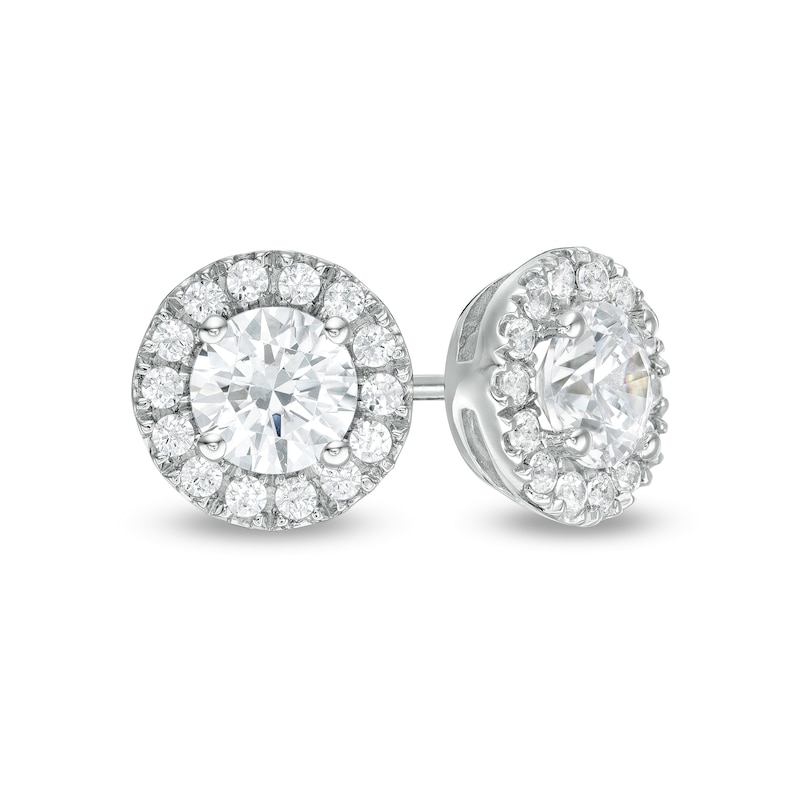 Main Image 1 of 1 CT. T.W. Diamond Frame Stud Earrings in 14K White Gold (I/I2)