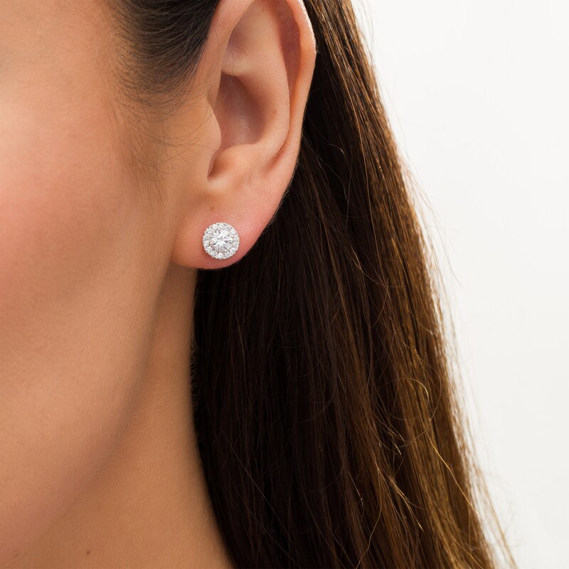 Main Image 2 of 1 CT. T.W. Diamond Frame Stud Earrings in 14K White Gold (I/I2)