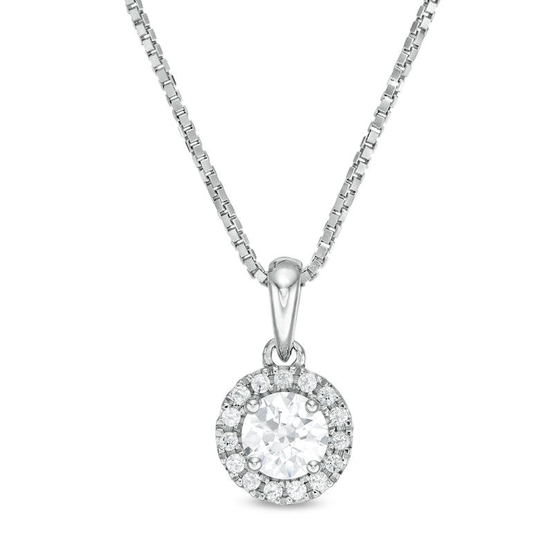 Main Image 1 of 1/3 CT. T.W. Diamond Frame Pendant in 14K White Gold (I/I2)
