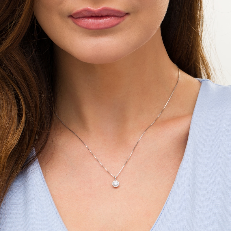 Main Image 2 of 1/3 CT. T.W. Diamond Frame Pendant in 14K White Gold (I/I2)