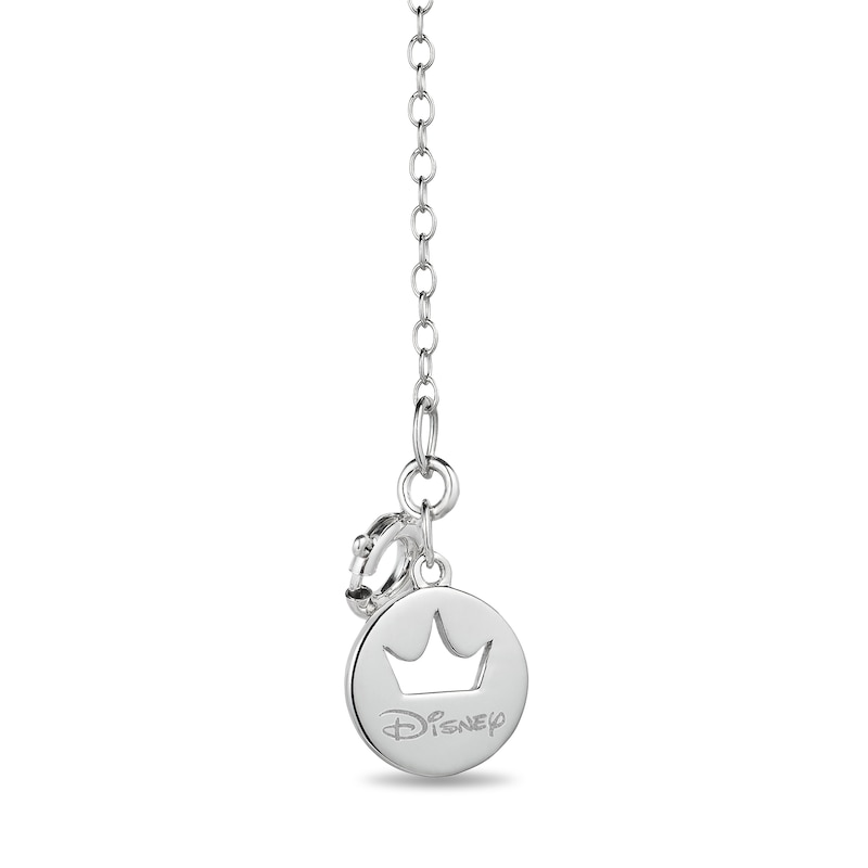 Main Image 2 of Enchanted Disney Belle 1/10 CT. T.W. Diamond Single Stem Rose Necklace in Sterling Silver and 10K Rose Gold
