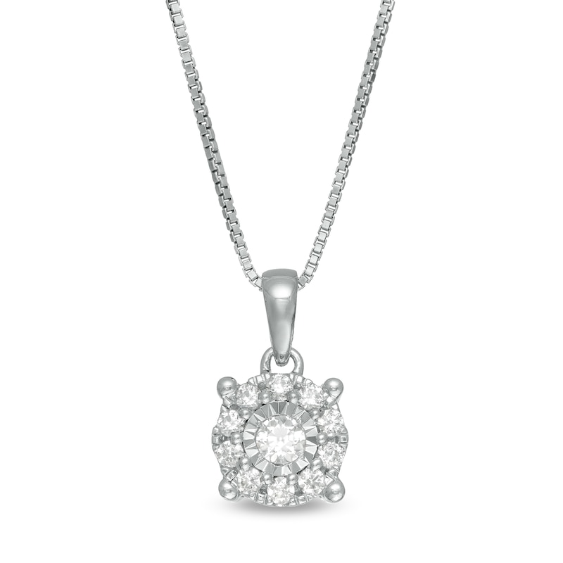 Main Image 1 of 1/4 CT. T.W. Diamond Frame Pendant in 10K White Gold