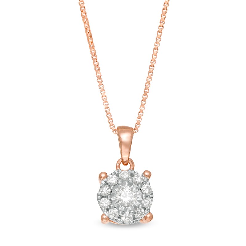 Main Image 1 of 1/4 CT. T.W. Diamond Frame Pendant in 10K Rose Gold
