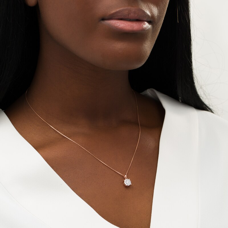 Main Image 2 of 1/4 CT. T.W. Diamond Frame Pendant in 10K Rose Gold