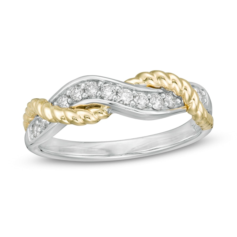 Wonder Woman™ Collection 1/4 CT. T.W. Diamond Lasso Twist Ring in Sterling Silver and 10K Gold