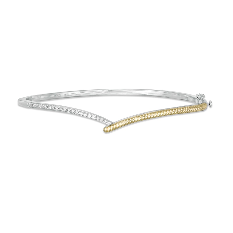 Main Image 1 of Wonder Woman™ Collection 1/4 CT. T.W. Diamond Lasso Hinged Bangle in Sterling Silver and 10K Gold