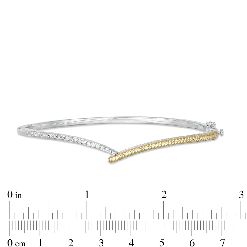 Main Image 3 of Wonder Woman™ Collection 1/4 CT. T.W. Diamond Lasso Hinged Bangle in Sterling Silver and 10K Gold