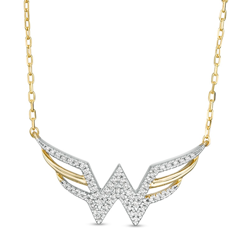 Main Image 1 of Wonder Woman™ Collection 1/8 CT. T.W. Diamond Symbol Necklace in 10K Gold