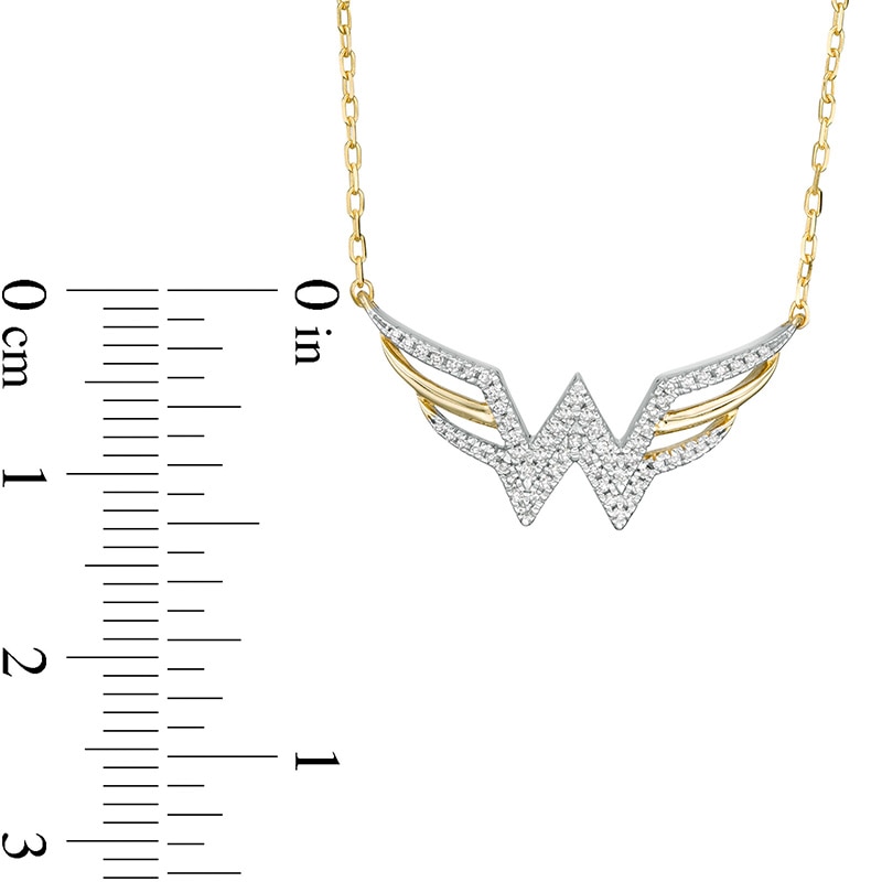 Main Image 3 of Wonder Woman™ Collection 1/8 CT. T.W. Diamond Symbol Necklace in 10K Gold
