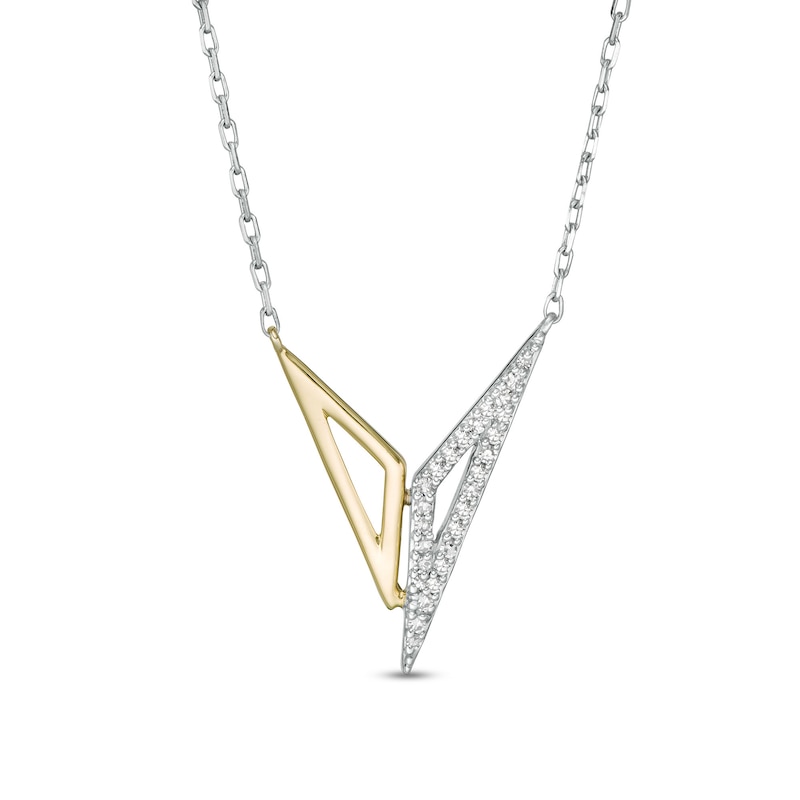 Main Image 1 of Wonder Woman™ Collection 1/10 CT. T.W. Diamond "Bracelets of Submission" Necklace in Sterling Silver and 10K Gold