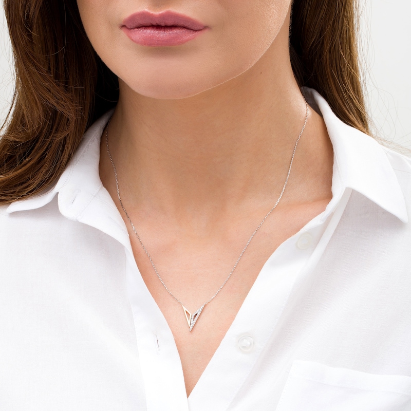 Main Image 2 of Wonder Woman™ Collection 1/10 CT. T.W. Diamond "Bracelets of Submission" Necklace in Sterling Silver and 10K Gold