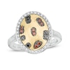 Thumbnail Image 0 of Wonder Woman™ Collection 1/3 CT. T.W. Multi-Color and White Diamond Cheetah Ring in Sterling Silver and 10K Gold