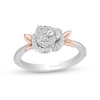 Thumbnail Image 0 of Enchanted Disney Belle 1/6 CT. T.W. Diamond Rose Leaf-Sides Ring in Sterling Silver and 10K Rose Gold