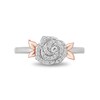 Thumbnail Image 4 of Enchanted Disney Belle 1/6 CT. T.W. Diamond Rose Leaf-Sides Ring in Sterling Silver and 10K Rose Gold