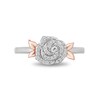 Thumbnail Image 3 of Enchanted Disney Belle 1/6 CT. T.W. Diamond Rose Leaf-Sides Ring in Sterling Silver and 10K Rose Gold