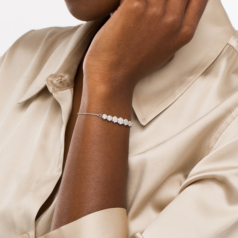 Main Image 2 of 1 CT. T.W. Multi-Diamond Seven Stone Bolo Bracelet in 10K White Gold - 10"