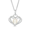 Thumbnail Image 1 of The Kindred Heart from Vera Wang Love Collection Freshwater Cultured Pearl and Diamond Pendant in Sterling Silver-19"