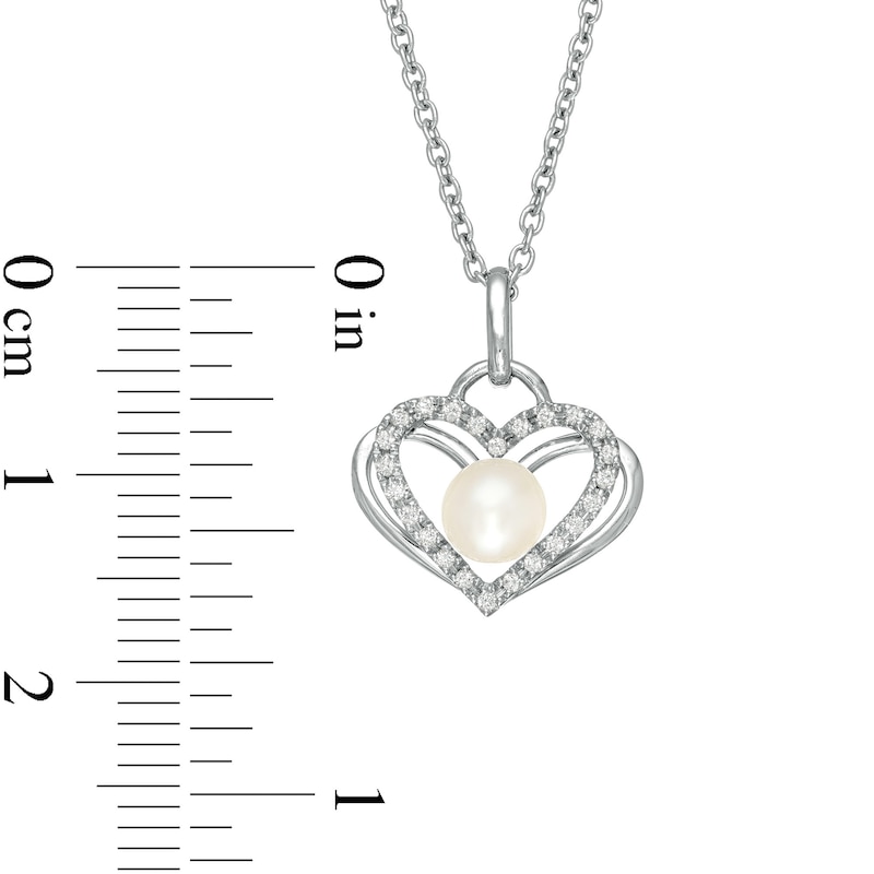 Main Image 4 of The Kindred Heart from Vera Wang Love Collection Freshwater Cultured Pearl and Diamond Pendant in Sterling Silver-19"