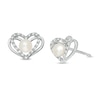Thumbnail Image 1 of The Kindred Heart from Vera Wang Love Collection Freshwater Cultured Pearl and Diamond Stud Earrings in Sterling Silver