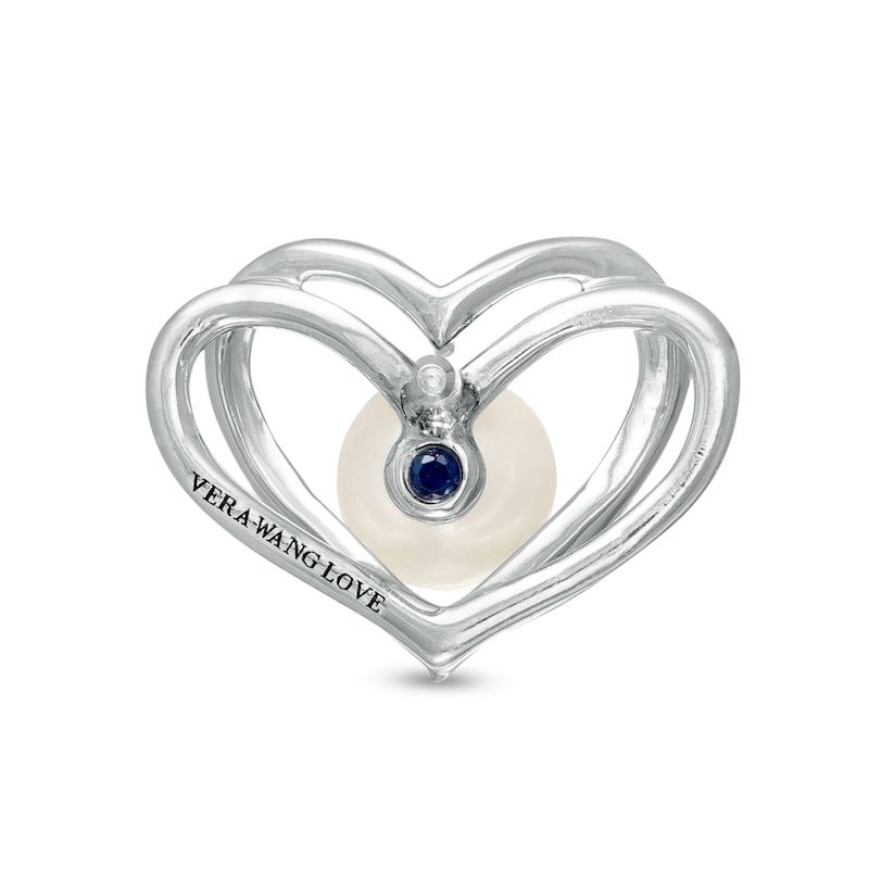 The Kindred Heart from Vera Wang Love Collection Cultured Freshwater Pearl and Diamond Stud Earrings in Sterling Silver