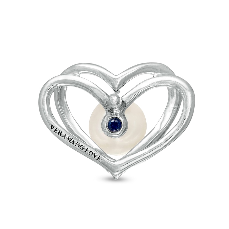 Main Image 3 of The Kindred Heart from Vera Wang Love Collection Freshwater Cultured Pearl and Diamond Stud Earrings in Sterling Silver