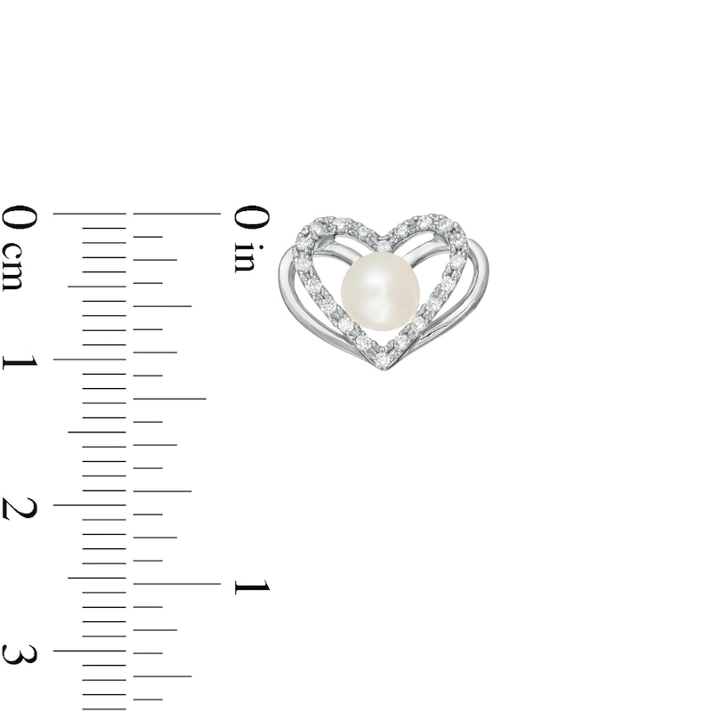 Main Image 4 of The Kindred Heart from Vera Wang Love Collection Freshwater Cultured Pearl and Diamond Stud Earrings in Sterling Silver