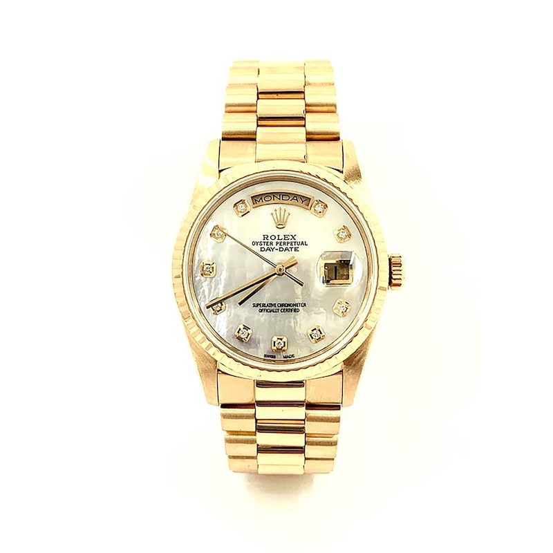 Main Image 1 of Previously Owned - Men's Rolex Presidential 1 CT. T.W. Diamond 18K Gold Watch with Mother-of-Pearl Dial