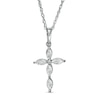 Thumbnail Image 1 of 1/15 CT. T.W. Diamond Marquise Shape Cross Pendant in Sterling Silver