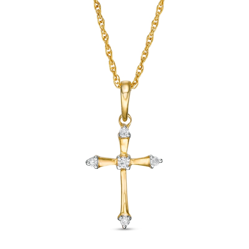 Main Image 1 of 1/20 CT. T.W. Diamond Flared Cross Pendant in 10K Gold