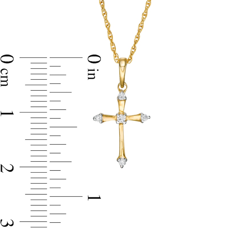 Main Image 3 of 1/20 CT. T.W. Diamond Flared Cross Pendant in 10K Gold