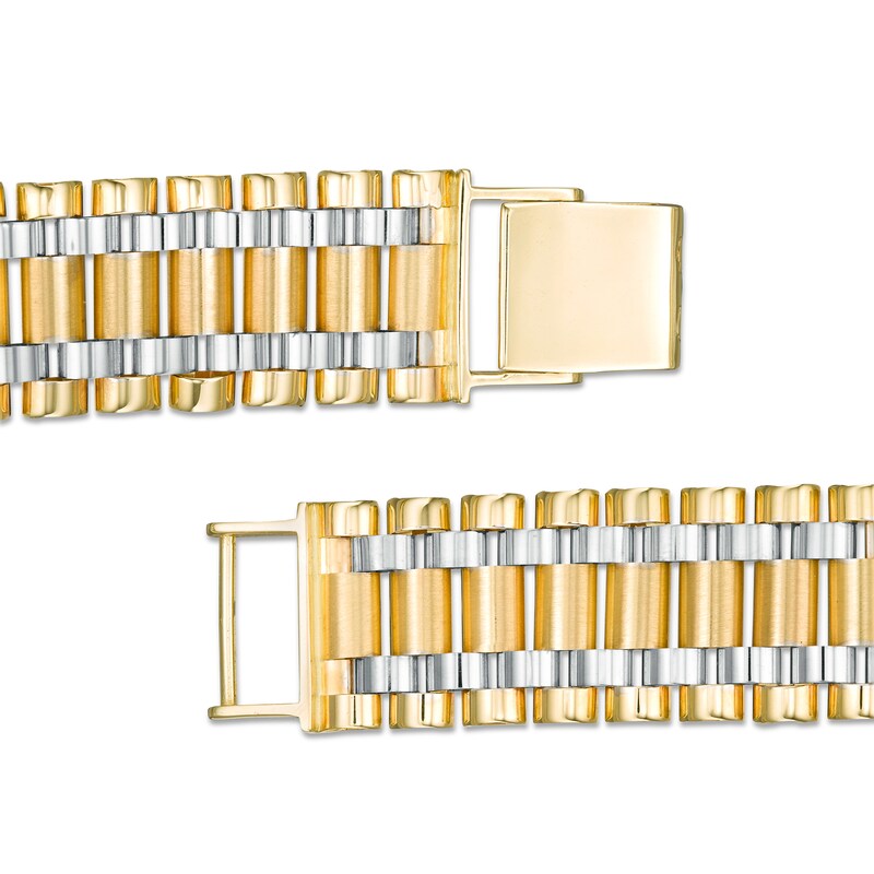 Main Image 3 of Men's 16.0mm Multi-Row Link Chain Bracelet in Hollow 10K Two-Tone Gold - 8.5"