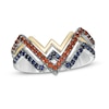 Thumbnail Image 1 of Wonder Woman™ Collection Garnet and Blue Sapphire Symbol Ring in Sterling Silver and 10K Gold