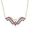 Thumbnail Image 0 of Wonder Woman™ Collection Garnet and Blue Sapphire Symbol Necklace in Sterling Silver and 10K Gold